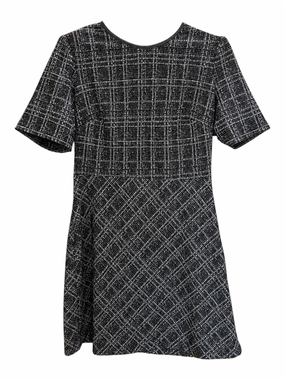 Calvin Klein | Black and White Tweed Fit-and-Flare Dress